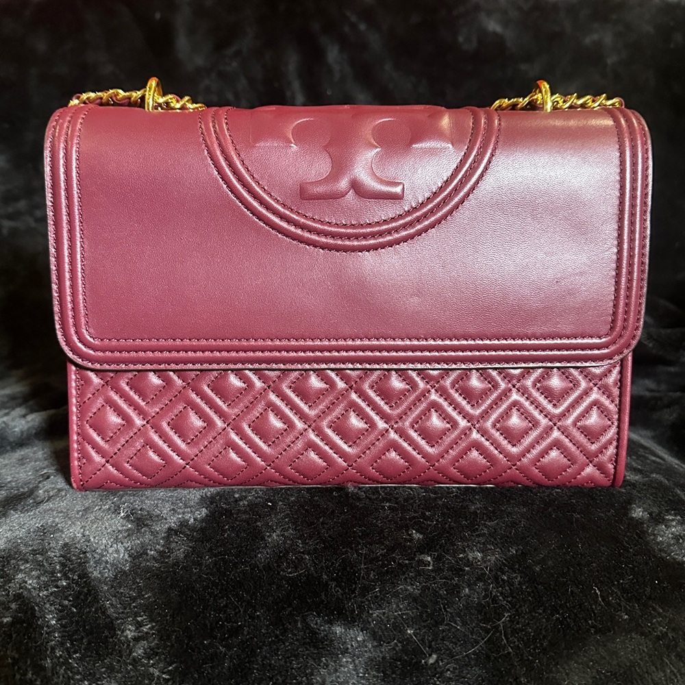 Tory Burch Burgundy Fleming Shoulder Bag